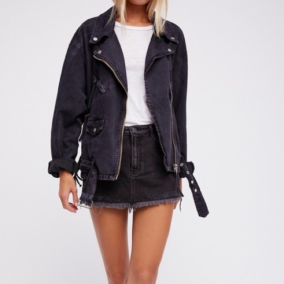 Oversized Denim Moto Jacket | Poshmark